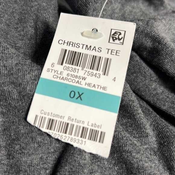 KAREN SCOTT WOMAN SIZE 0X CHARCOAL HEATHER GRAY LONG SLEEVED HENLEY TSHIRT New - Picture 6 of 6